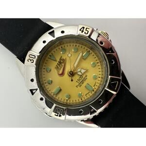 Nike Womens Vintage Dive Watch 30mm Yellow Dial Quartz 200m Lume Rotating Bezel